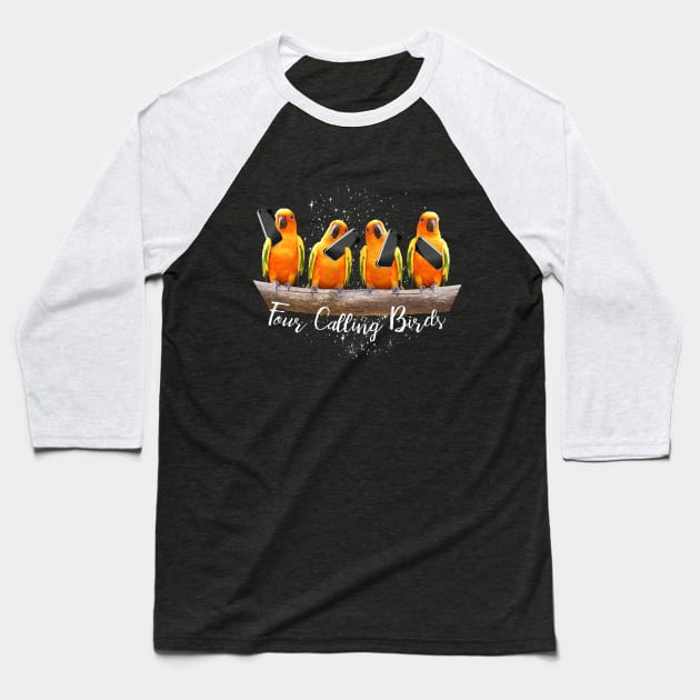 Four Calling Birds Baseball T-Shirt by Random Galaxy